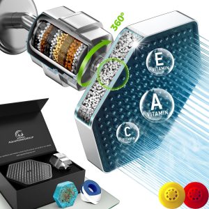 Luxury Filtered Shower Head Set 20 Stage Shower Filter for Hard Water for Chlorine Fluoride Heavy Metals Water Filter Shower Head with Vitamin C E A for Hair Patent Pending